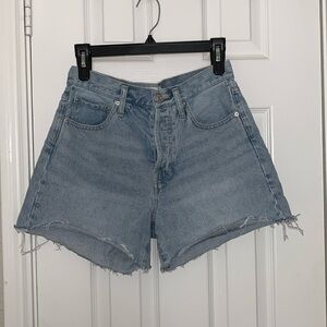 Light Wash, Button Fly Mom Short